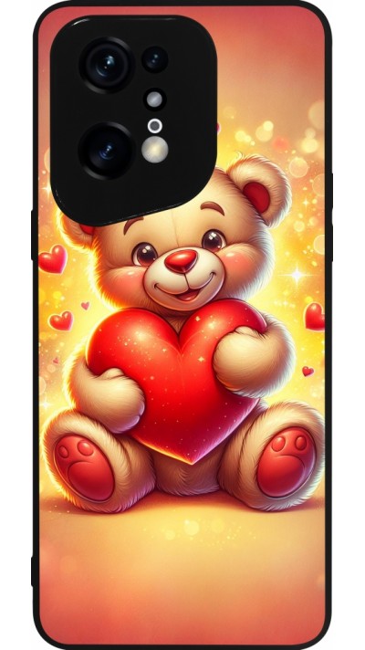 Coque OPPO Find X5 Pro - Silicone rigide noir Valentine 2024 Teddy love