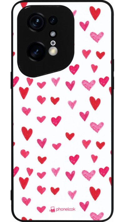 Coque OPPO Find X5 Pro - Silicone rigide noir Valentine 2022 Many pink hearts