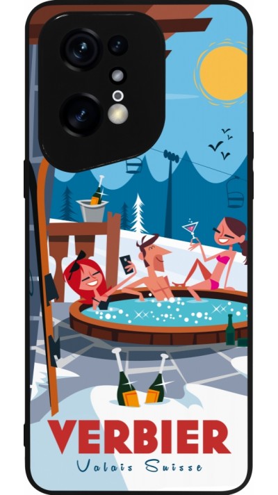 Coque OPPO Find X5 Pro - Silicone rigide noir Verbier Mountain Jacuzzi