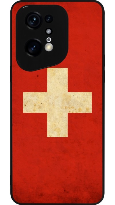 Coque OPPO Find X5 Pro - Silicone rigide noir Vintage Flag SWISS