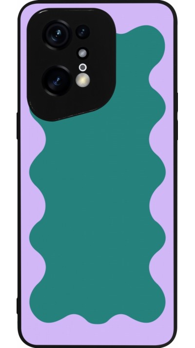 Coque OPPO Find X5 Pro - Silicone rigide noir Wavy Rectangle Green Purple