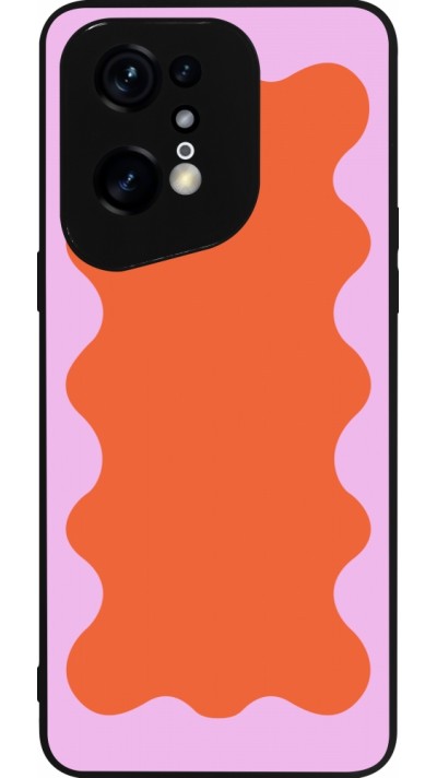 Coque OPPO Find X5 Pro - Silicone rigide noir Wavy Rectangle Orange Pink