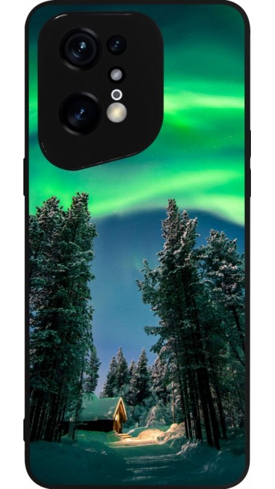 Coque OPPO Find X5 Pro - Silicone rigide noir Winter 22 Northern Lights