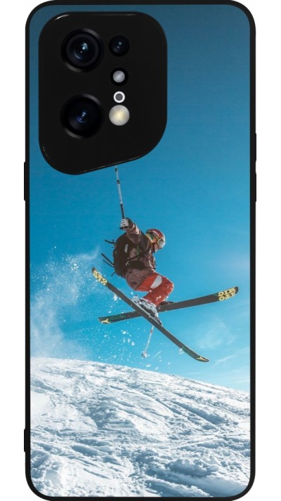 Coque OPPO Find X5 Pro - Silicone rigide noir Winter 22 Ski Jump