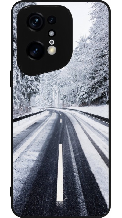 Coque OPPO Find X5 Pro - Silicone rigide noir Winter 22 Snowy Road