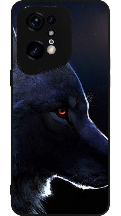 Coque OPPO Find X5 Pro - Silicone rigide noir Wolf Shape