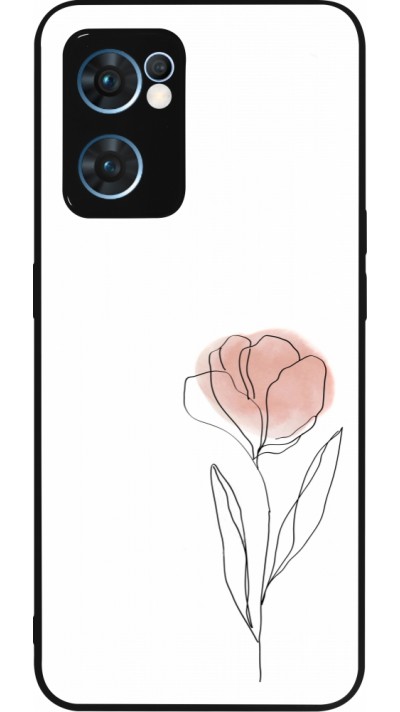 Coque OPPO Reno7 5G - Silicone rigide noir Spring 23 minimalist flower