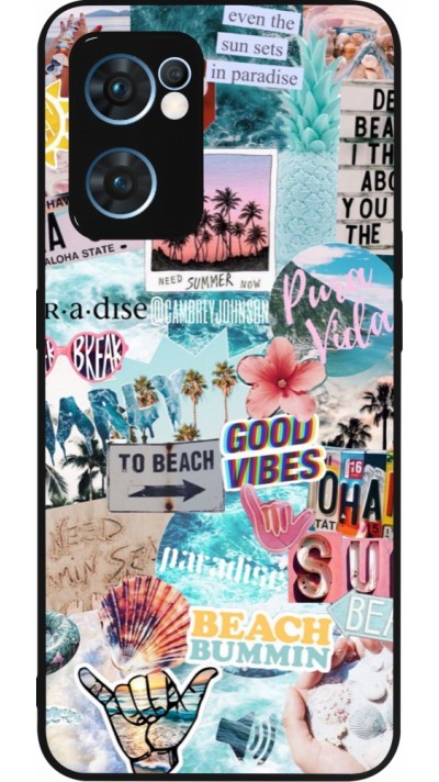 Coque OPPO Reno7 5G - Silicone rigide noir Summer 20 collage