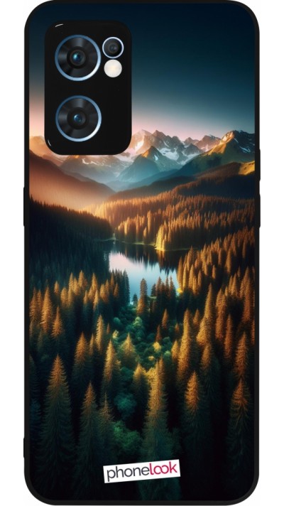 Coque OPPO Reno7 5G - Silicone rigide noir Sunset Forest Lake