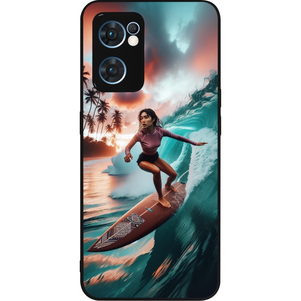 OPPO Reno7 5G Case Hülle - Silikon schwarz Surferin aus Bali