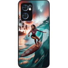 OPPO Reno7 5G Case Hülle - Silikon schwarz Surferin aus Bali