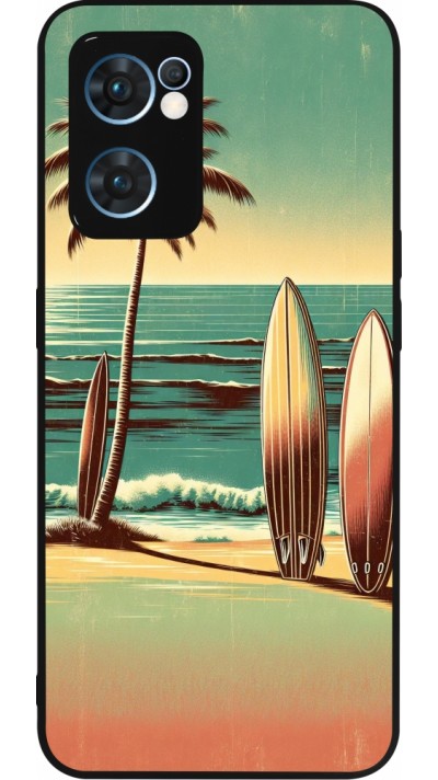 Coque OPPO Reno7 5G - Silicone rigide noir Surf Paradise