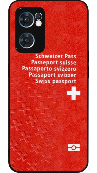 Coque OPPO Reno7 5G - Silicone rigide noir Swiss Passport