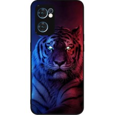 OPPO Reno7 5G Case Hülle - Silikon schwarz Tiger Blue Red