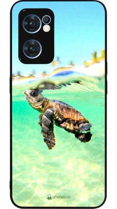 Coque OPPO Reno7 5G - Silicone rigide noir Turtle Underwater