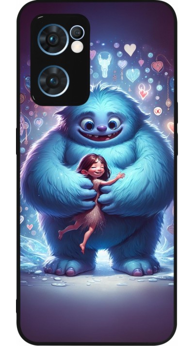 Coque OPPO Reno7 5G - Silicone rigide noir Valentine 2024 Fluffy Love