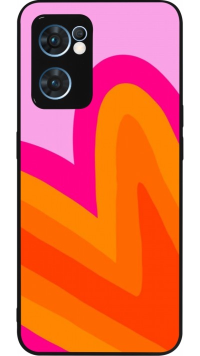 Coque OPPO Reno7 5G - Silicone rigide noir Valentine 2024 heart gradient