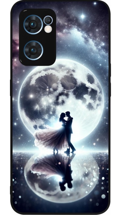 Coque OPPO Reno7 5G - Silicone rigide noir Valentine 2024 Love under the moon