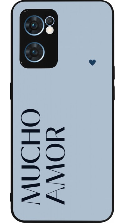 Coque OPPO Reno7 5G - Silicone rigide noir Valentine 2024 mucho amor azul