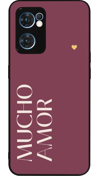 Coque OPPO Reno7 5G - Silicone rigide noir Valentine 2024 mucho amor rosado