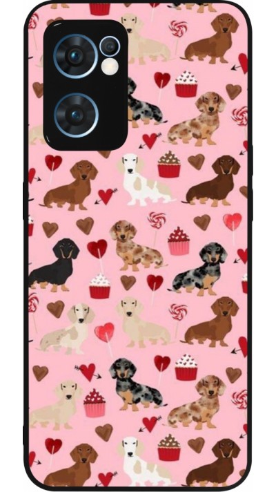 Coque OPPO Reno7 5G - Silicone rigide noir Valentine 2024 puppy love