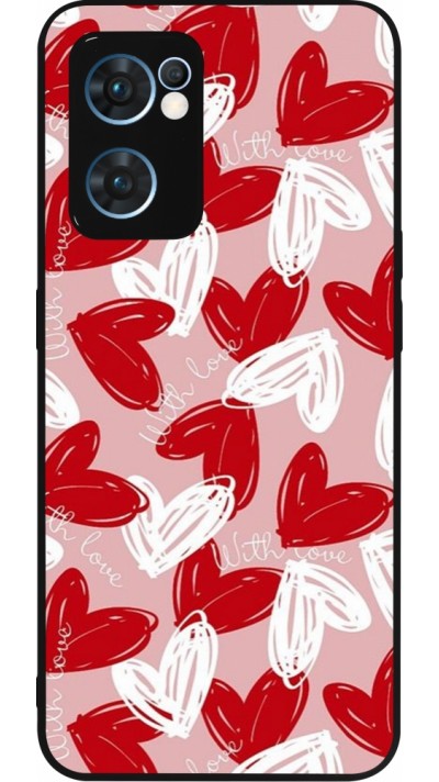 Coque OPPO Reno7 5G - Silicone rigide noir Valentine 2024 with love heart