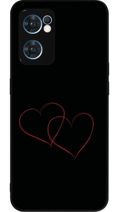 Coque OPPO Reno7 5G - Silicone rigide noir Valentine 2023 attached heart