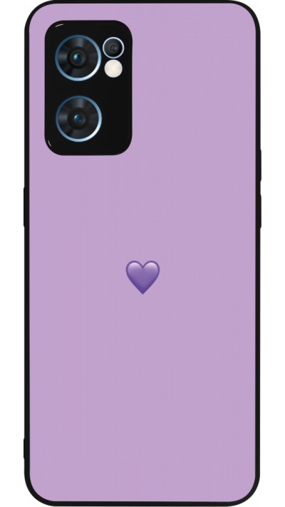 Coque OPPO Reno7 5G - Silicone rigide noir Valentine 2023 purpule single heart