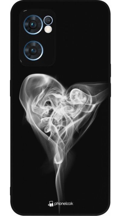 Coque OPPO Reno7 5G - Silicone rigide noir Valentine 2022 Black Smoke