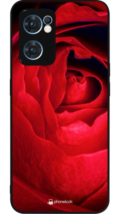 Coque OPPO Reno7 5G - Silicone rigide noir Valentine 2022 Rose