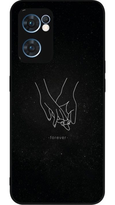 Coque OPPO Reno7 5G - Silicone rigide noir Valentine 2023 hands forever