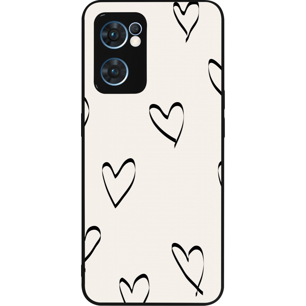 OPPO Reno7 5G Case Hülle - Silikon schwarz Valentine 2023 minimalist hearts