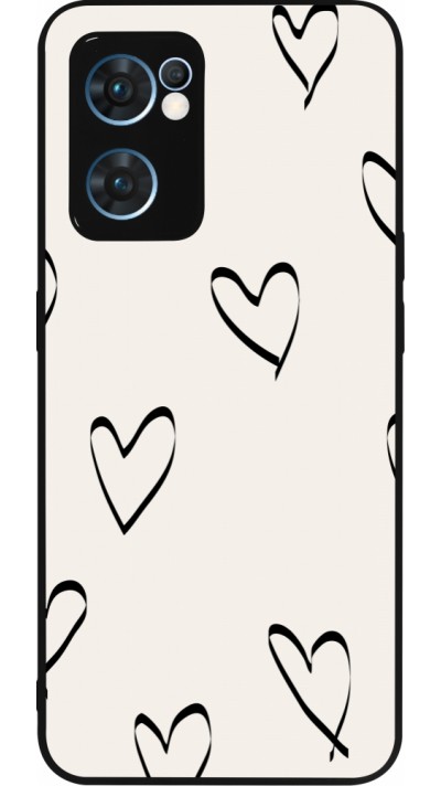 Coque OPPO Reno7 5G - Silicone rigide noir Valentine 2023 minimalist hearts