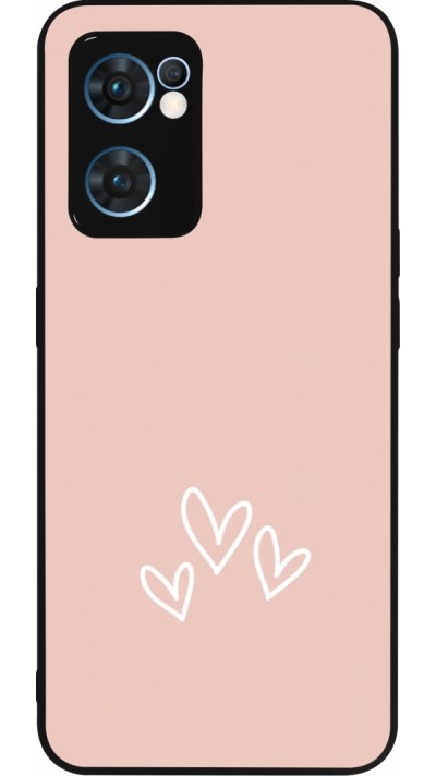 Coque OPPO Reno7 5G - Silicone rigide noir Valentine 2023 three minimalist hearts