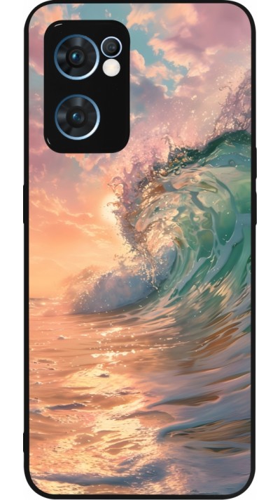 Coque OPPO Reno7 5G - Silicone rigide noir Wave Sunset