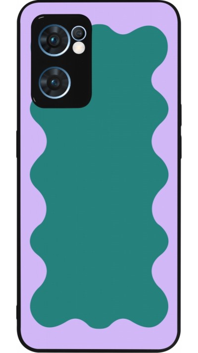 Coque OPPO Reno7 5G - Silicone rigide noir Wavy Rectangle Green Purple