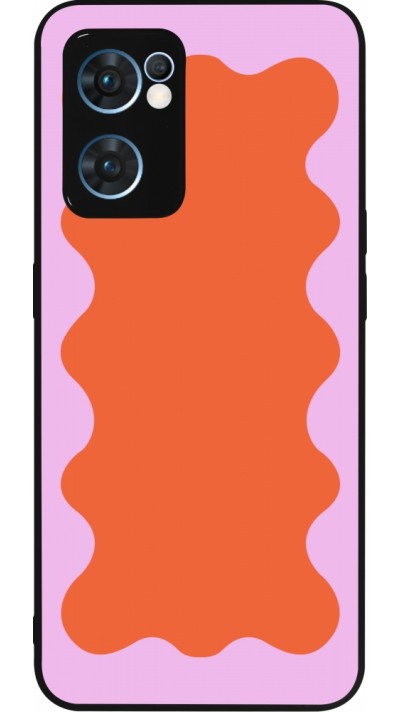 Coque OPPO Reno7 5G - Silicone rigide noir Wavy Rectangle Orange Pink