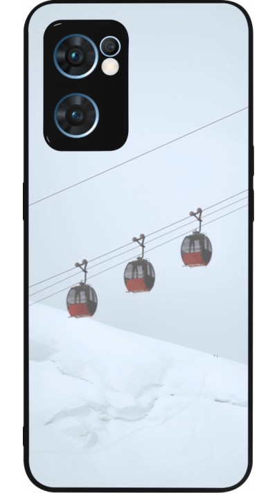 Coque OPPO Reno7 5G - Silicone rigide noir Winter 22 ski lift