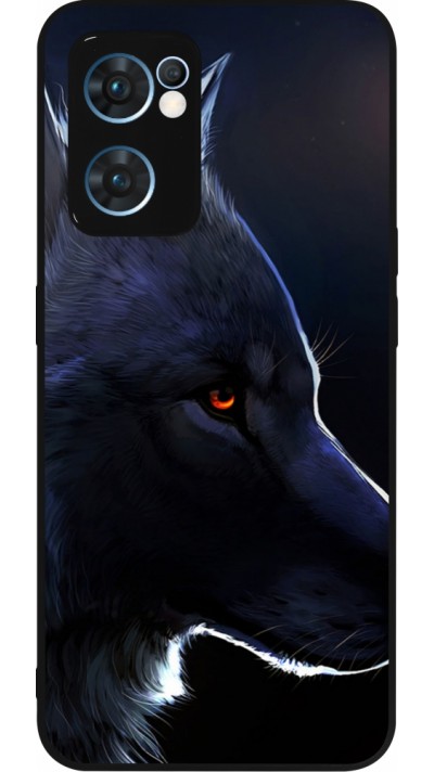 Coque OPPO Reno7 5G - Silicone rigide noir Wolf Shape