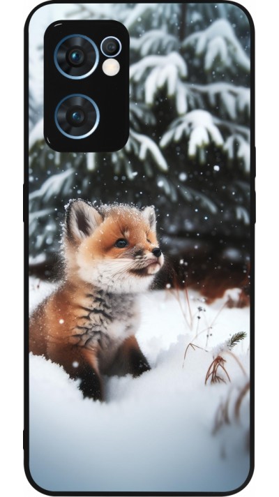 OPPO Reno7 5G Case Hülle - Silikon schwarz Weihnachten 2023 Fuechslein Tanne