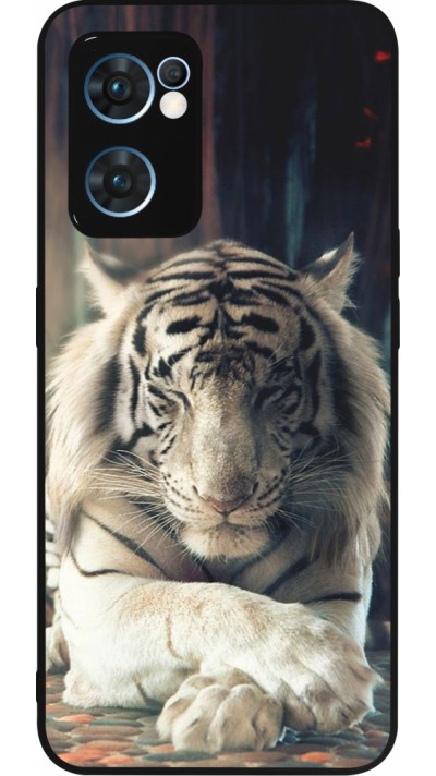 Coque OPPO Reno7 5G - Silicone rigide noir Zen Tiger