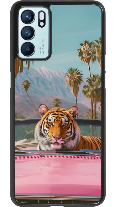 Coque OPPO Reno6 5G - Tigre voiture rose