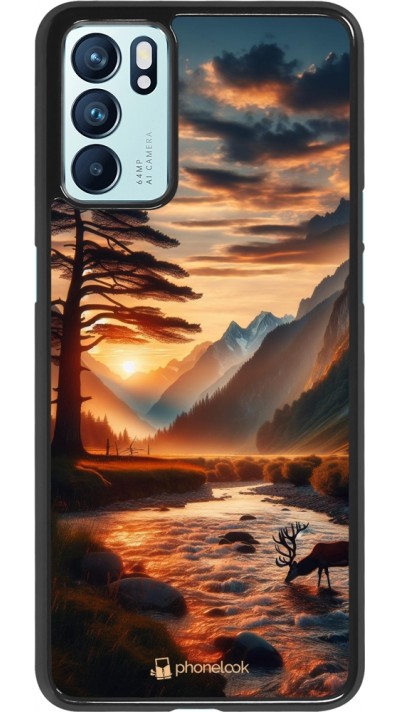 Coque OPPO Reno6 5G - Valley Sunset Deer Tree