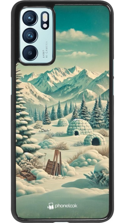 Coque OPPO Reno6 5G - Vintage Snowy Mountain Igloo