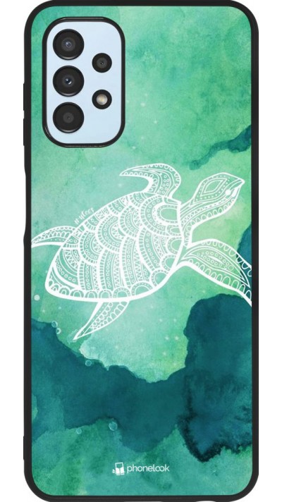 Coque Samsung Galaxy A13 5G - Silicone rigide noir Turtle Aztec Watercolor