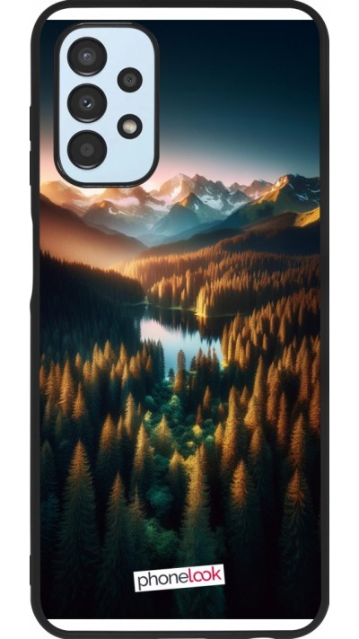 Coque Samsung Galaxy A13 5G - Silicone rigide noir Sunset Forest Lake