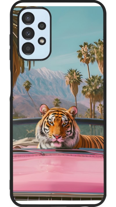 Coque Samsung Galaxy A13 5G - Silicone rigide noir Tigre voiture rose