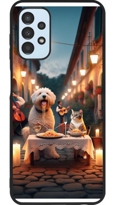 Coque Samsung Galaxy A13 5G - Silicone rigide noir Valentine 2024 Dog & Cat Candlelight