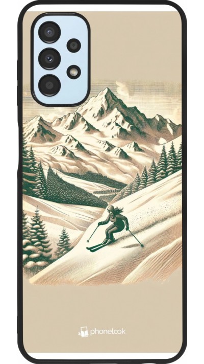 Coque Samsung Galaxy A13 5G - Silicone rigide noir Vintage Ski Mountain