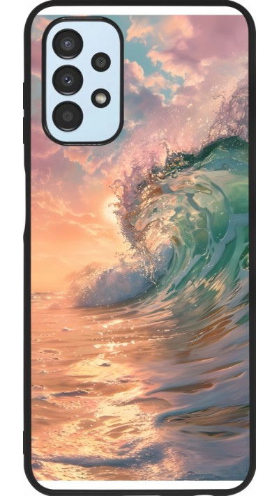 Coque Samsung Galaxy A13 5G - Silicone rigide noir Wave Sunset